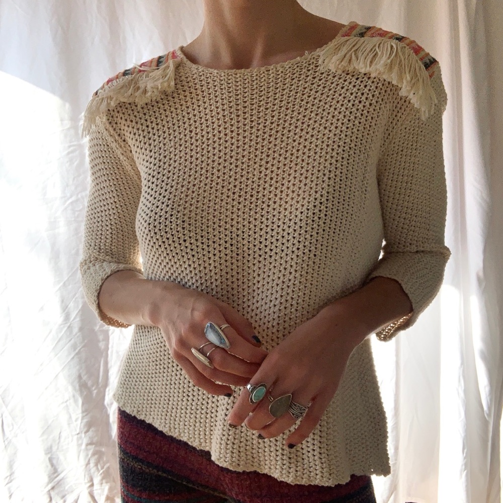 Billabong Sweater with Shoulder Patch Fringe
